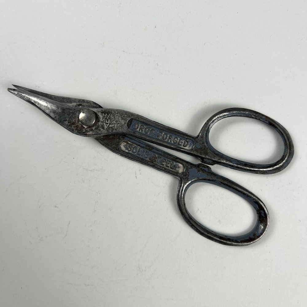 Wiss V-13 Tin Snips Metal Shears 7" Silver Blue Drop Forged Solid Steel USA Tool